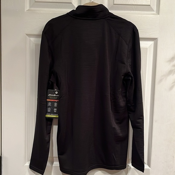 Eddie Bauer brand size S pullover 1/4 zip base layer stripe grid fleece- NWT - Picture 4 of 5